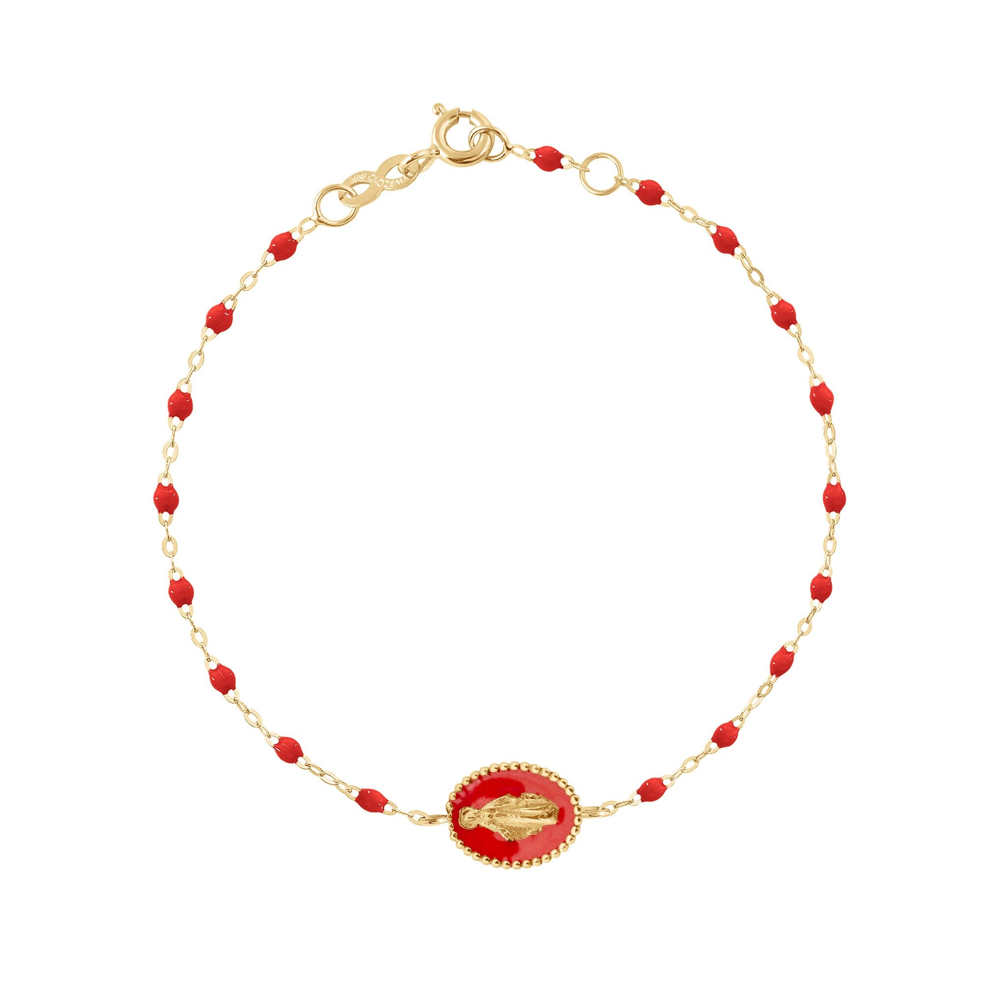 Gigi Clozeau - Madone resin charm Classic Gigi Poppy bracelet, Yellow Gold, 6.7"