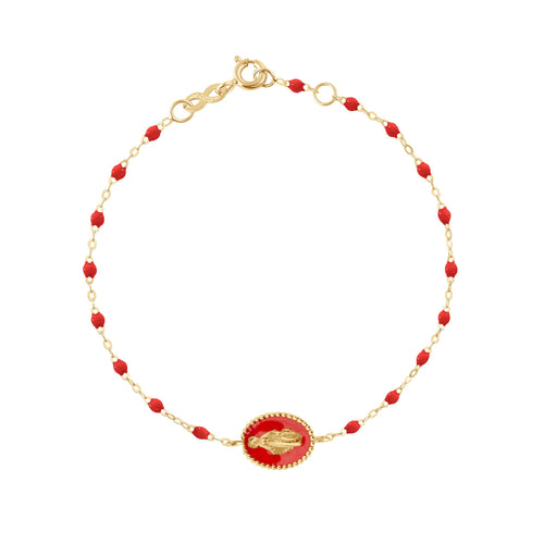 Gigi Clozeau - Madone resin charm Classic Gigi Poppy bracelet, Yellow Gold, 6.7
