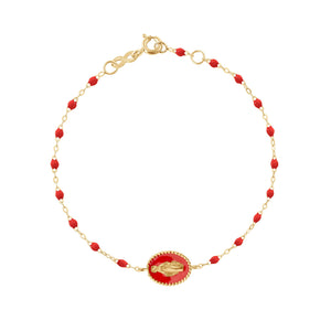 Gigi Clozeau - Madone resin charm Classic Gigi Poppy bracelet, Yellow Gold, 6.7"