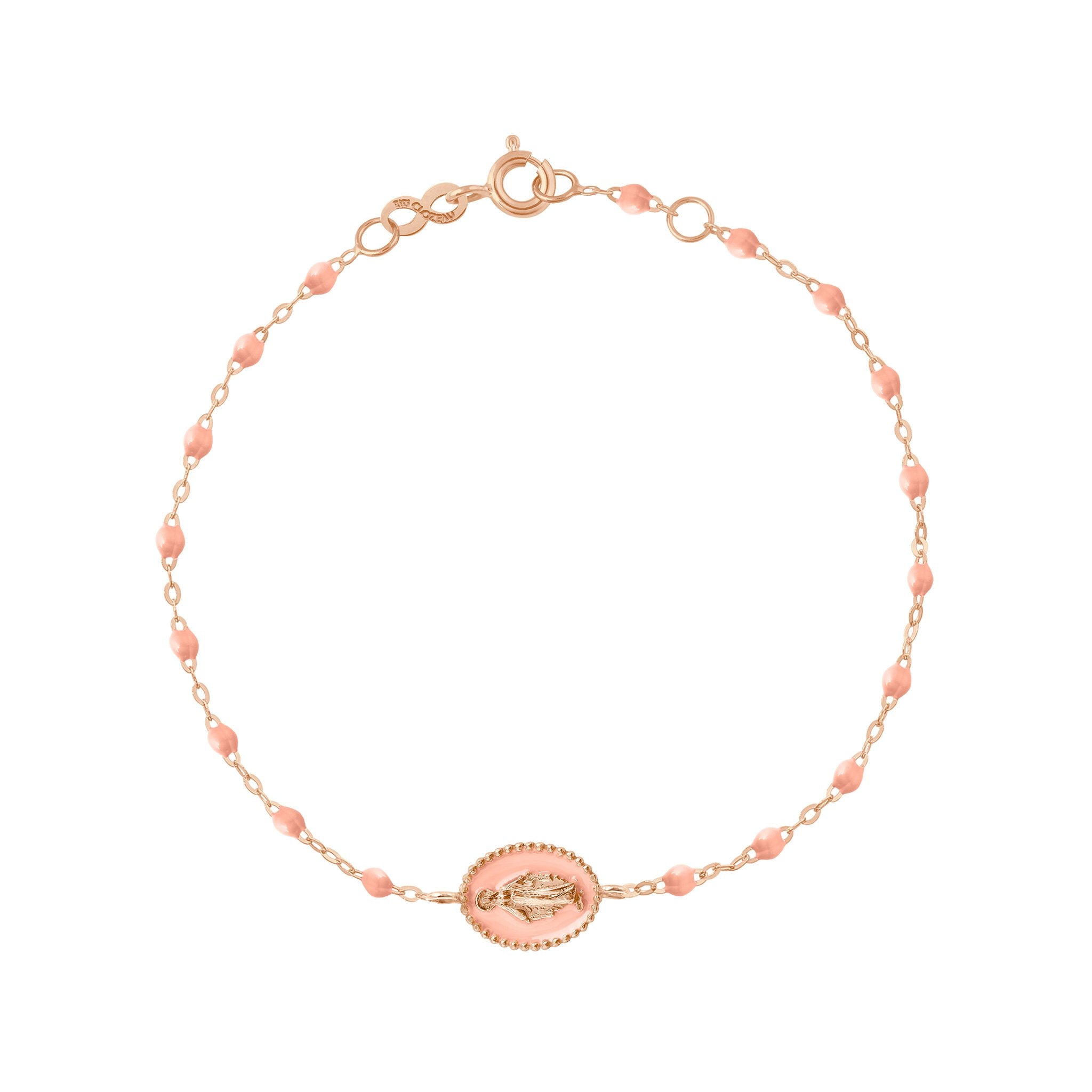 Gigi Clozeau - Madone resin charm Classic Gigi Saumon bracelet, Rose Gold, 6.7"