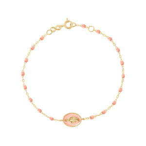 Gigi Clozeau - Madone resin charm Classic Gigi Saumon bracelet, Yellow Gold, 6.7"