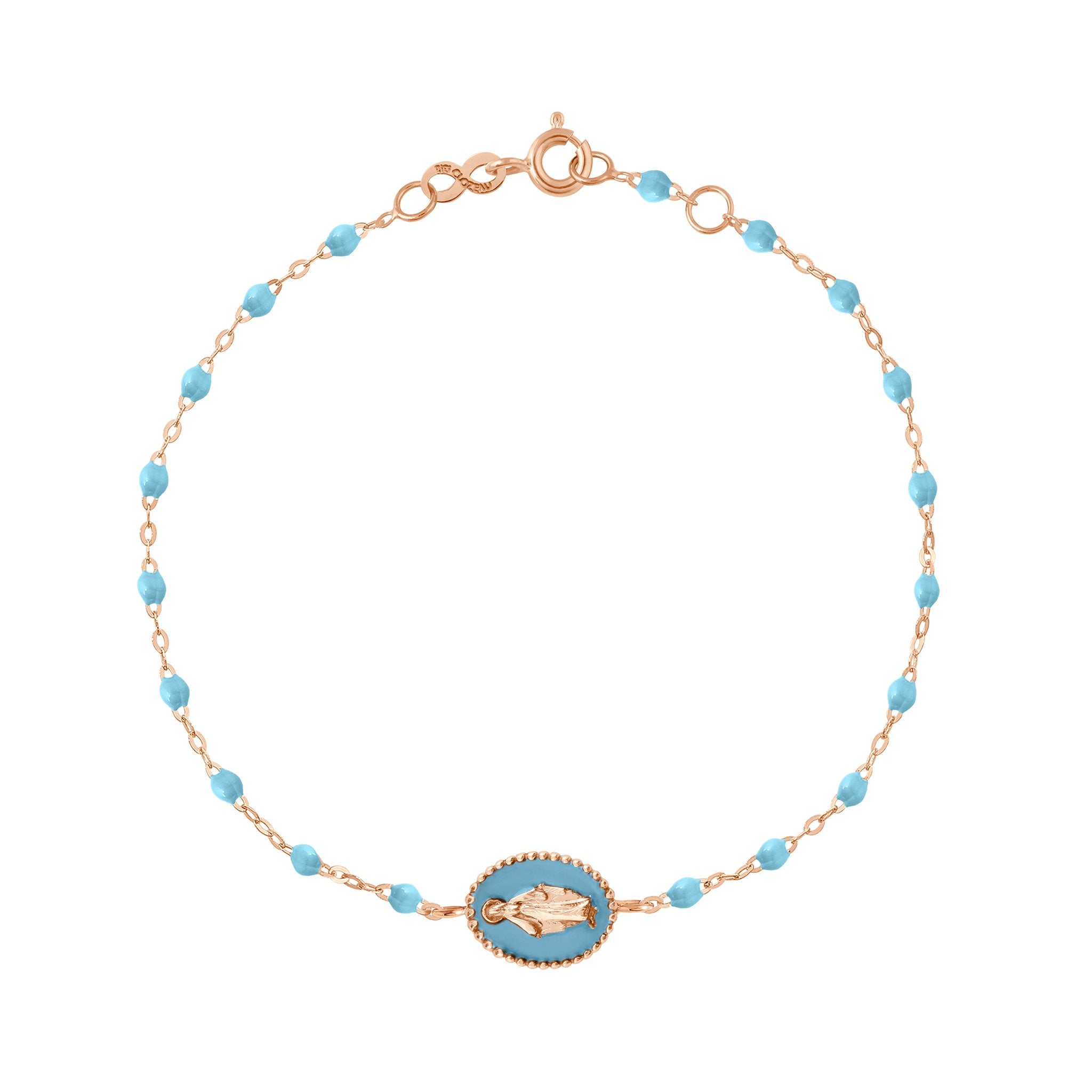 Gigi Clozeau - Madone resin charm Classic Gigi Turquoise bracelet, Rose Gold, 6.7"
