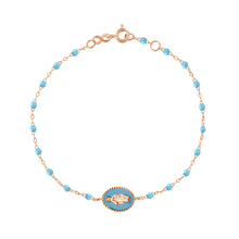 Gigi Clozeau - Madone resin charm Classic Gigi Turquoise bracelet, Rose Gold, 6.7"