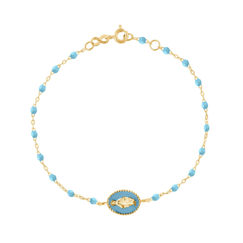 Gigi Clozeau - Madone resin charm Classic Gigi Turquoise bracelet, Yellow Gold, 6.7