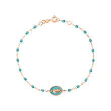 Gigi Clozeau - Madone resin charm Classic Gigi Turquoise Green bracelet, Rose Gold, 6.7"