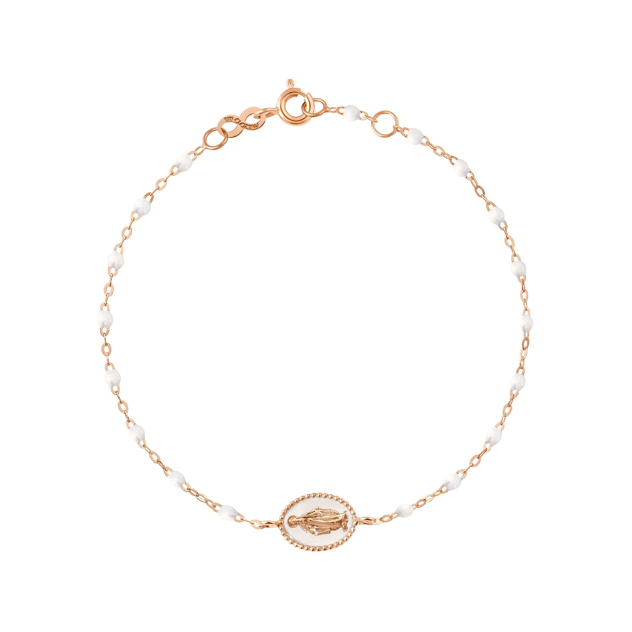 Gigi Clozeau - Madone resin charm Classic Gigi White bracelet, Rose Gold, 6.7"