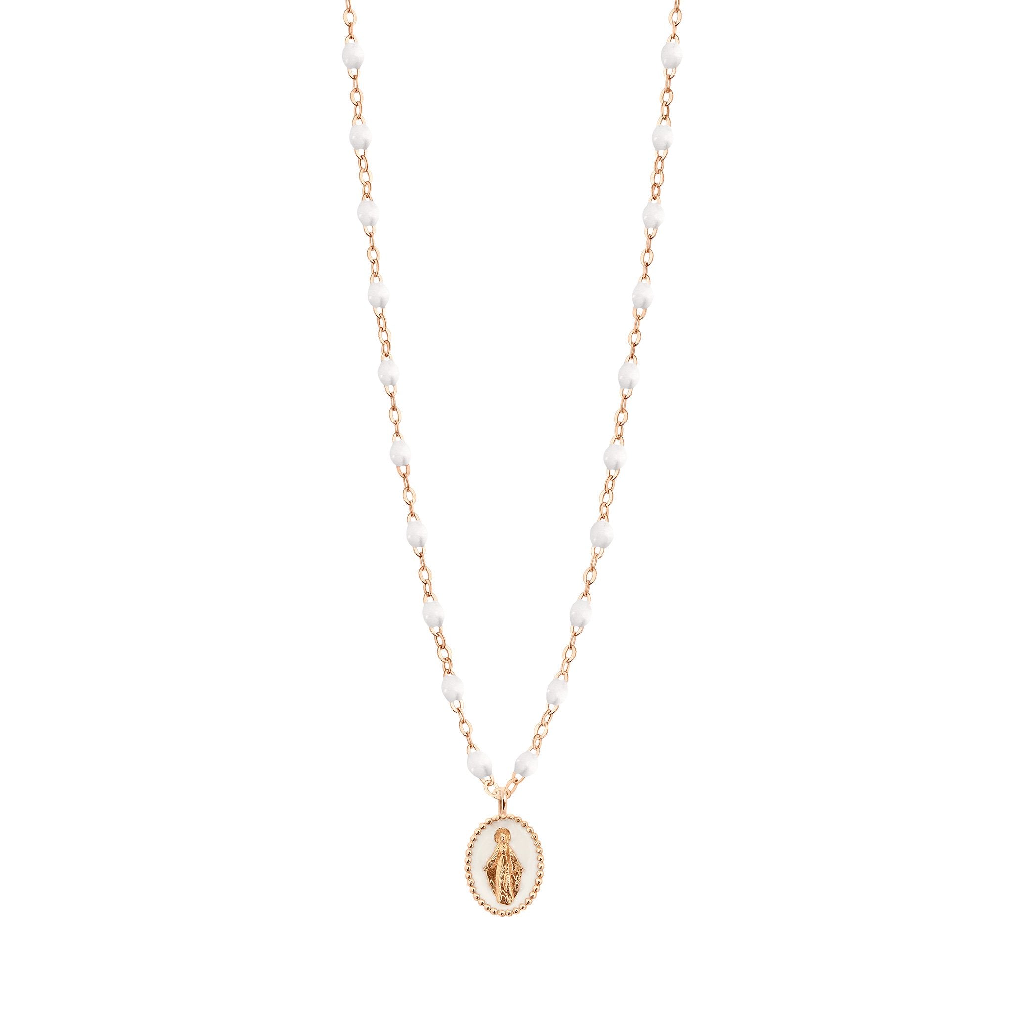 Madone resin charm Classic Gigi White necklace Rose Gold 16.5
