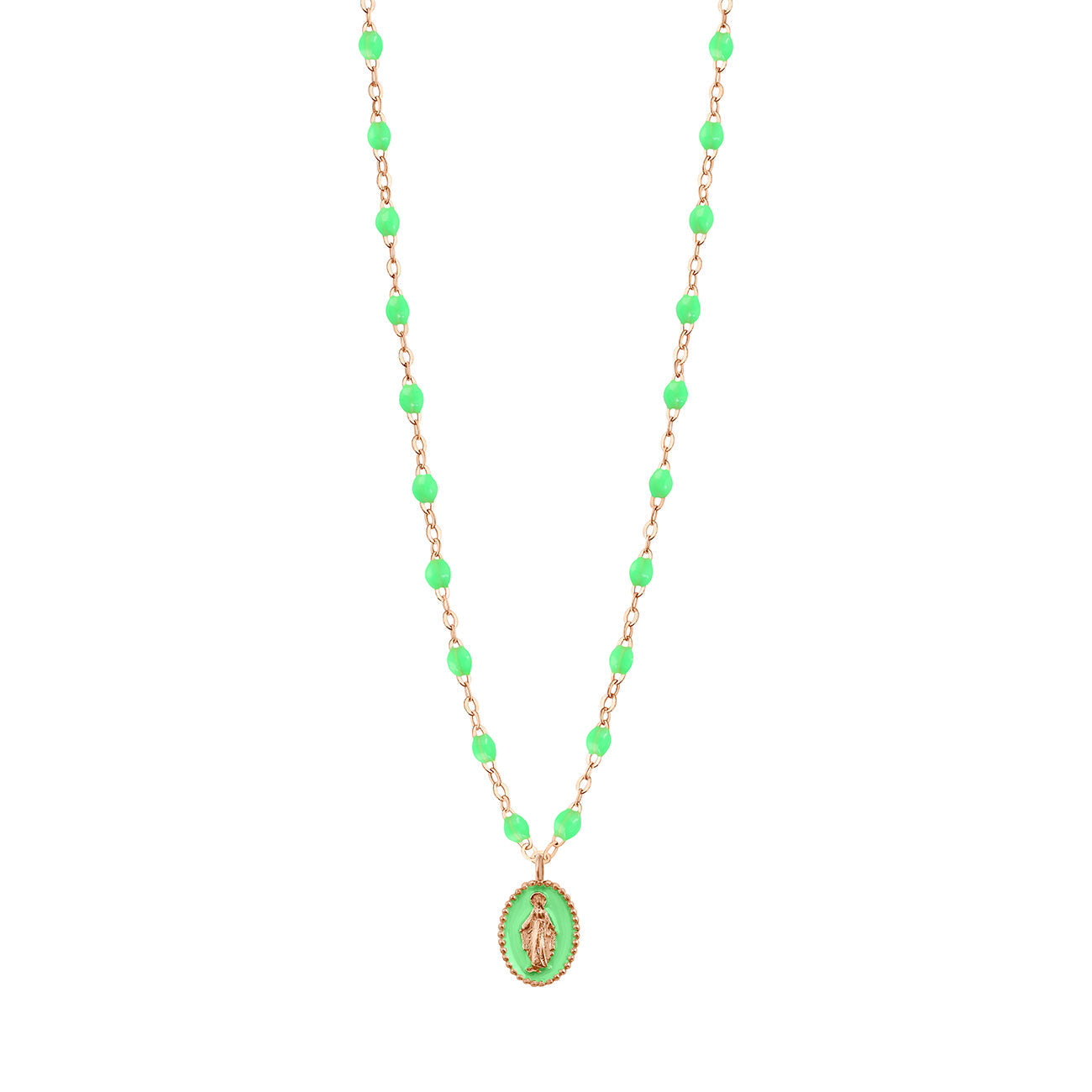 Gigi Clozeau - Madone resin charm Classic Gigi White necklace, Rose Gold, 16.5"