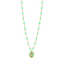 Gigi Clozeau - Madone resin charm Classic Gigi White necklace, Rose Gold, 16.5"