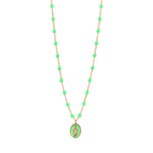 Gigi Clozeau - Madone resin charm Classic Gigi White necklace, Rose Gold, 16.5"