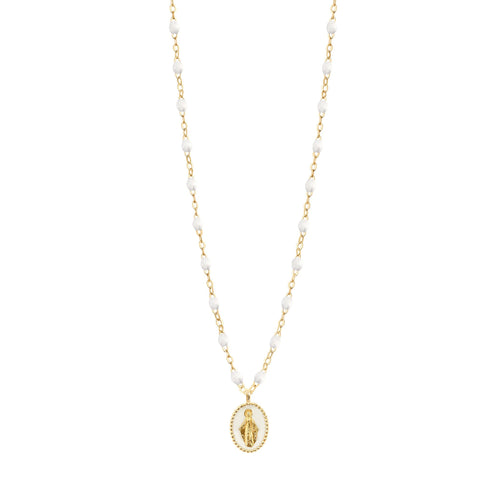 Gigi Clozeau - Madone resin charm Classic Gigi White necklace, Yellow Gold, 16.5