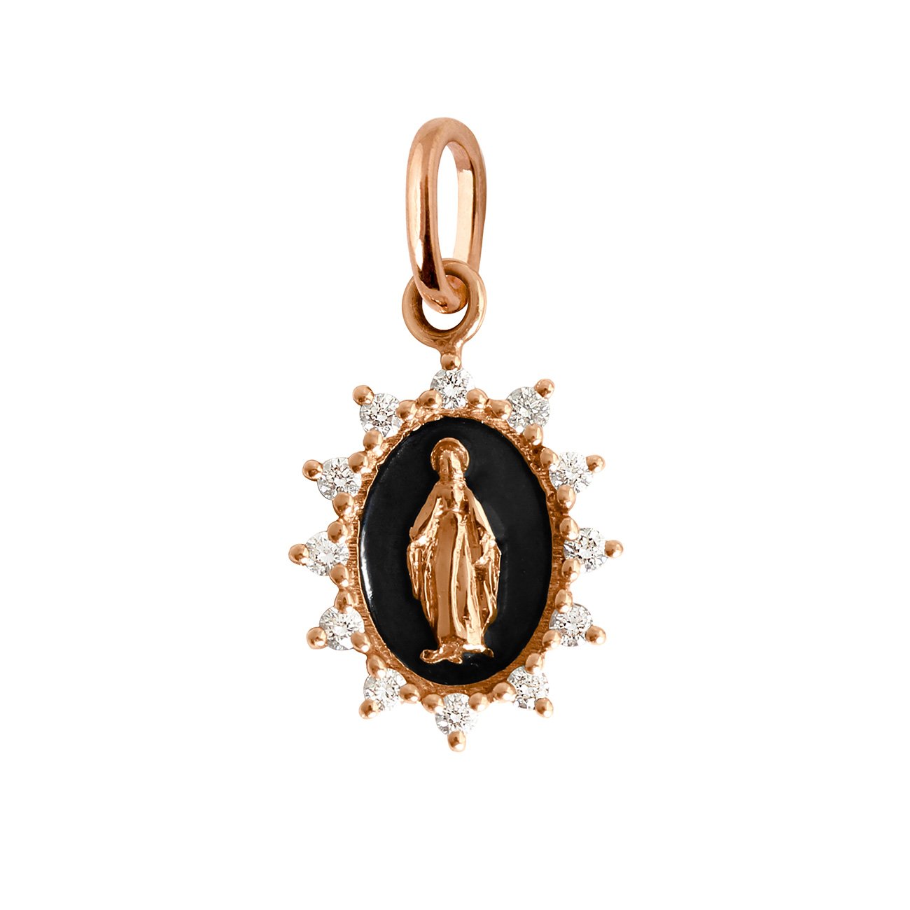 Gigi Clozeau - Madone Supreme Black resin, Rose Gold, diamond pendant