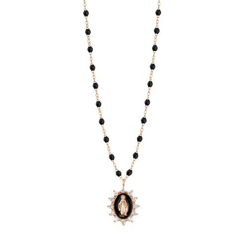 Gigi Clozeau - Madone Supreme Black diamond necklace, Rose Gold, 19.7