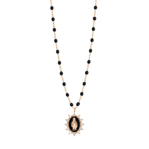 Gigi Clozeau - Madone Supreme Black diamond necklace, Rose Gold, 19.7"