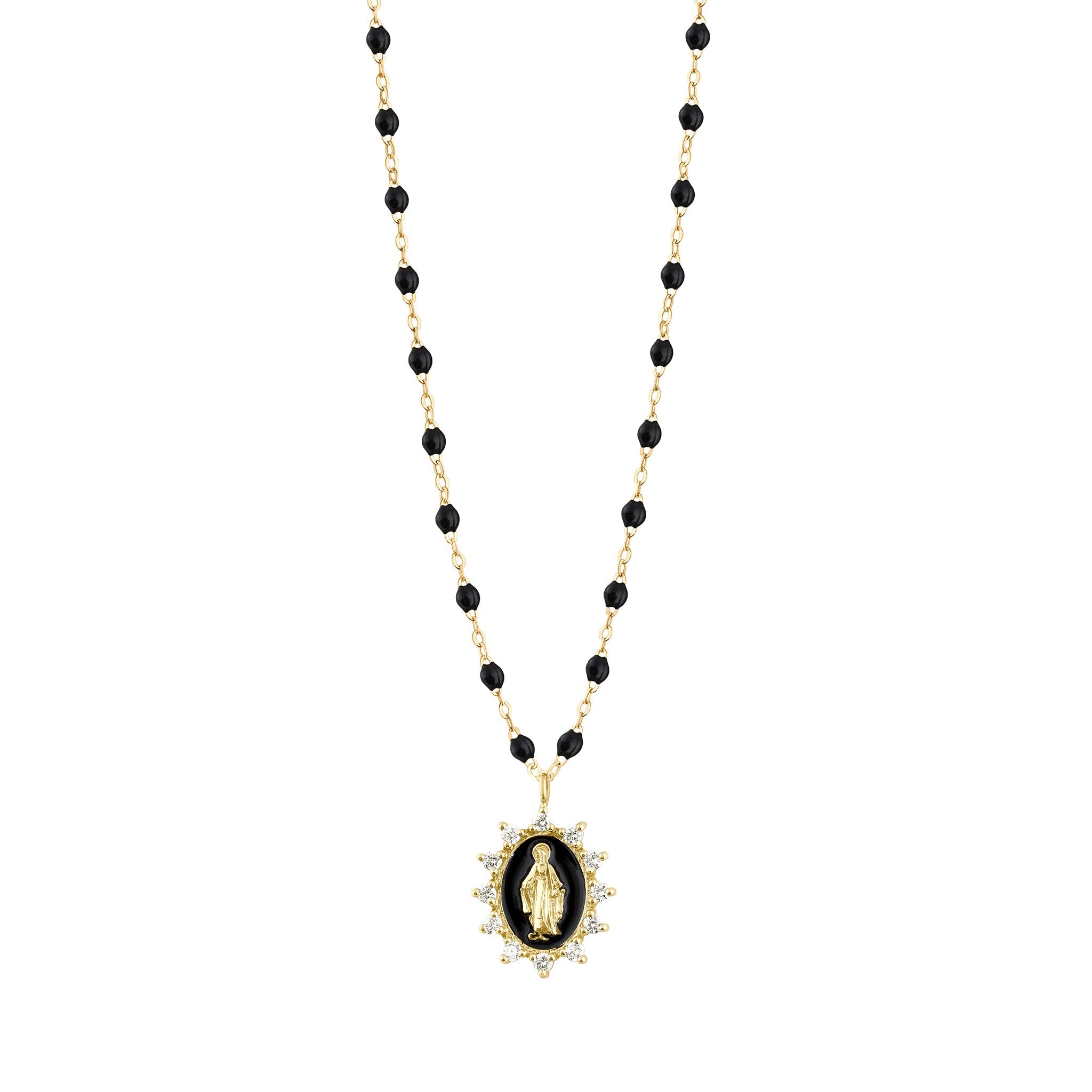 Gigi Clozeau - Madone Supreme Black diamond necklace, Yellow Gold, 19.7"