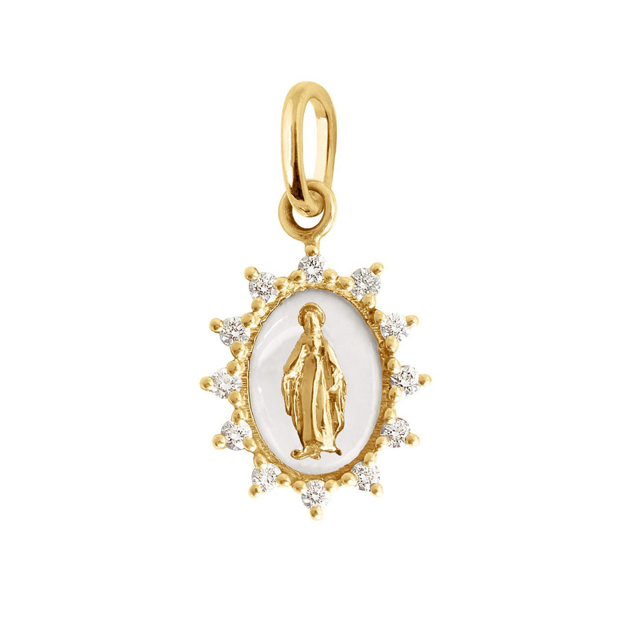 Gigi Clozeau - Madone Supreme White resin, Yellow Gold, diamond pendant