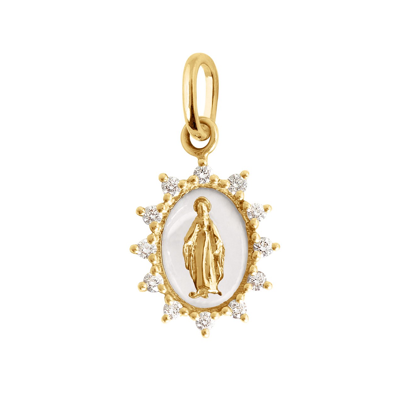 Gigi Clozeau - Madone Supreme White resin, Yellow Gold, diamond pendant