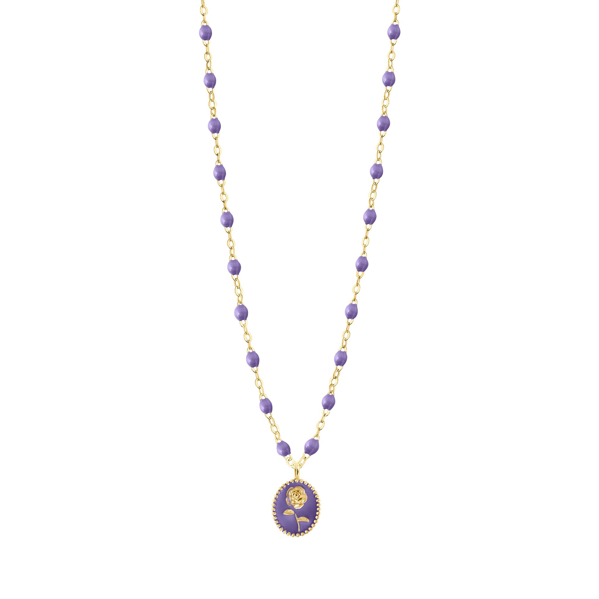 Gigi Clozeau - Mauve Rose Necklace, Yellow Gold, 16.5"