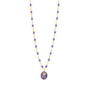Gigi Clozeau - Mauve Rose Necklace, Yellow Gold, 16.5"