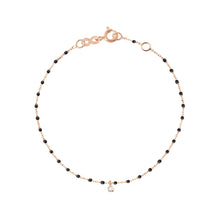 Gigi Clozeau - Mini Gigi Black bracelet, Rose Gold 1 Diamond, 6.7"