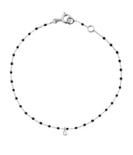 Gigi Clozeau - Mini Gigi Black bracelet, White Gold 1 Diamond, 6.7"