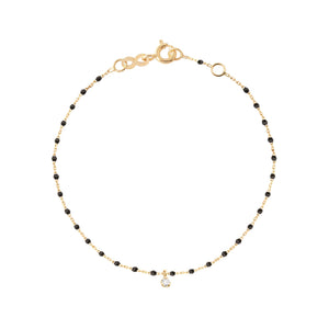 Gigi Clozeau - Mini Gigi Black bracelet, Yellow Gold 1 Diamond, 6.7"
