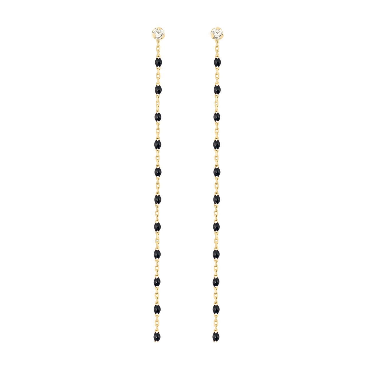 Mini Gigi Party Black diamond earrings, Yellow Gold