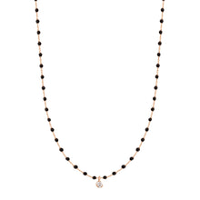 Gigi Clozeau - Mini Gigi Black necklace, Rose Gold 1 Diamond, 15.7"