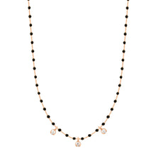 Gigi Clozeau - Mini Gigi Black necklace, Rose Gold 3 diamond, 16.5"