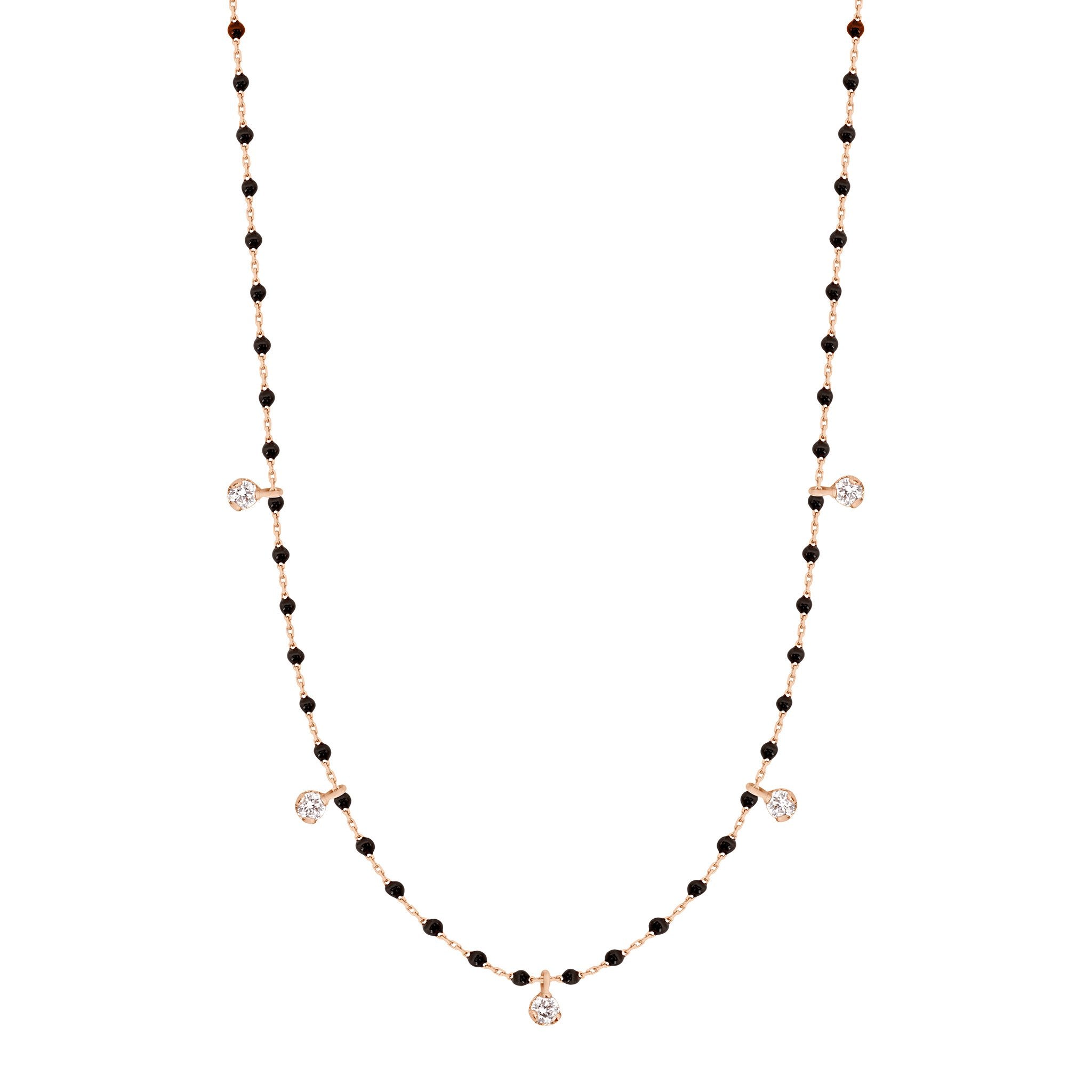 Gigi Clozeau - Mini Gigi Black necklace, Rose Gold 5 diamond, 21.7"
