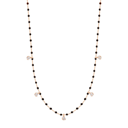 Gigi Clozeau - Mini Gigi Black necklace, Rose Gold 5 diamond, 21.7