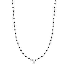 Gigi Clozeau - Mini Gigi Black necklace, White Gold 1 Diamond, 15.7"
