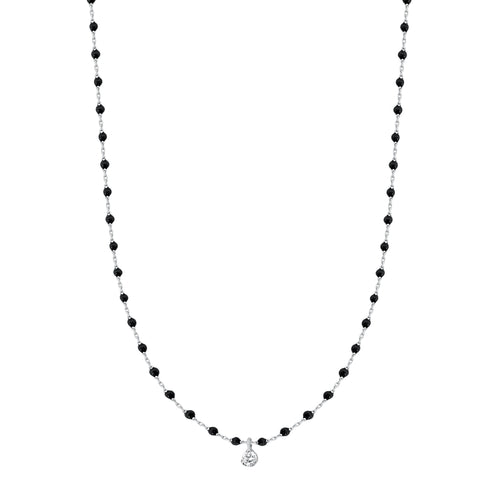 Gigi Clozeau - Mini Gigi Black necklace, White Gold 1 Diamond, 15.7