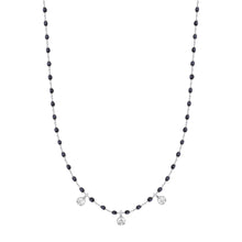 Gigi Clozeau - Mini Gigi Black necklace, White Gold 3 diamond, 16.5"