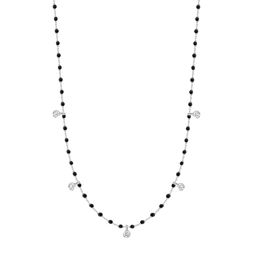 Gigi Clozeau - Mini Gigi Black necklace, White Gold 5 diamond, 21.7
