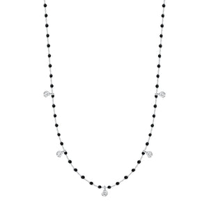 Gigi Clozeau - Mini Gigi Black necklace, White Gold 5 diamond, 21.7"