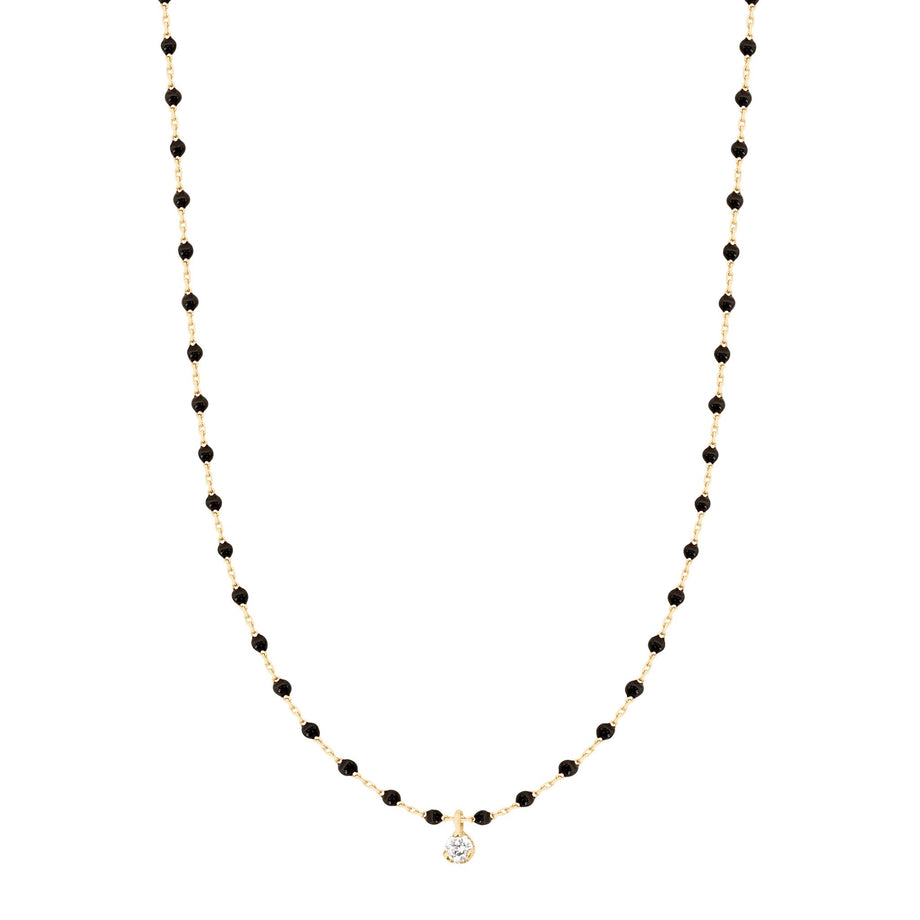 Gigi Clozeau - Mini Gigi Black necklace, Yellow Gold 1 Diamond, 15.7