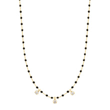 Gigi Clozeau - Mini Gigi Black necklace, Yellow Gold 3 diamond, 16.5"
