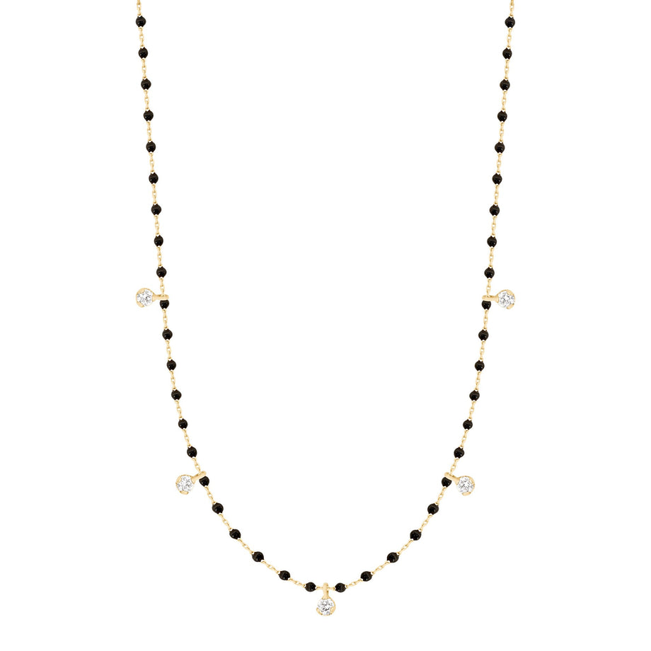 Gigi Clozeau - Mini Gigi Black necklace, Yellow Gold 5 diamond, 21.7