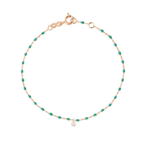 Gigi Clozeau - Mini Gigi Emerald bracelet, Rose Gold 1 Diamond, 6.7"