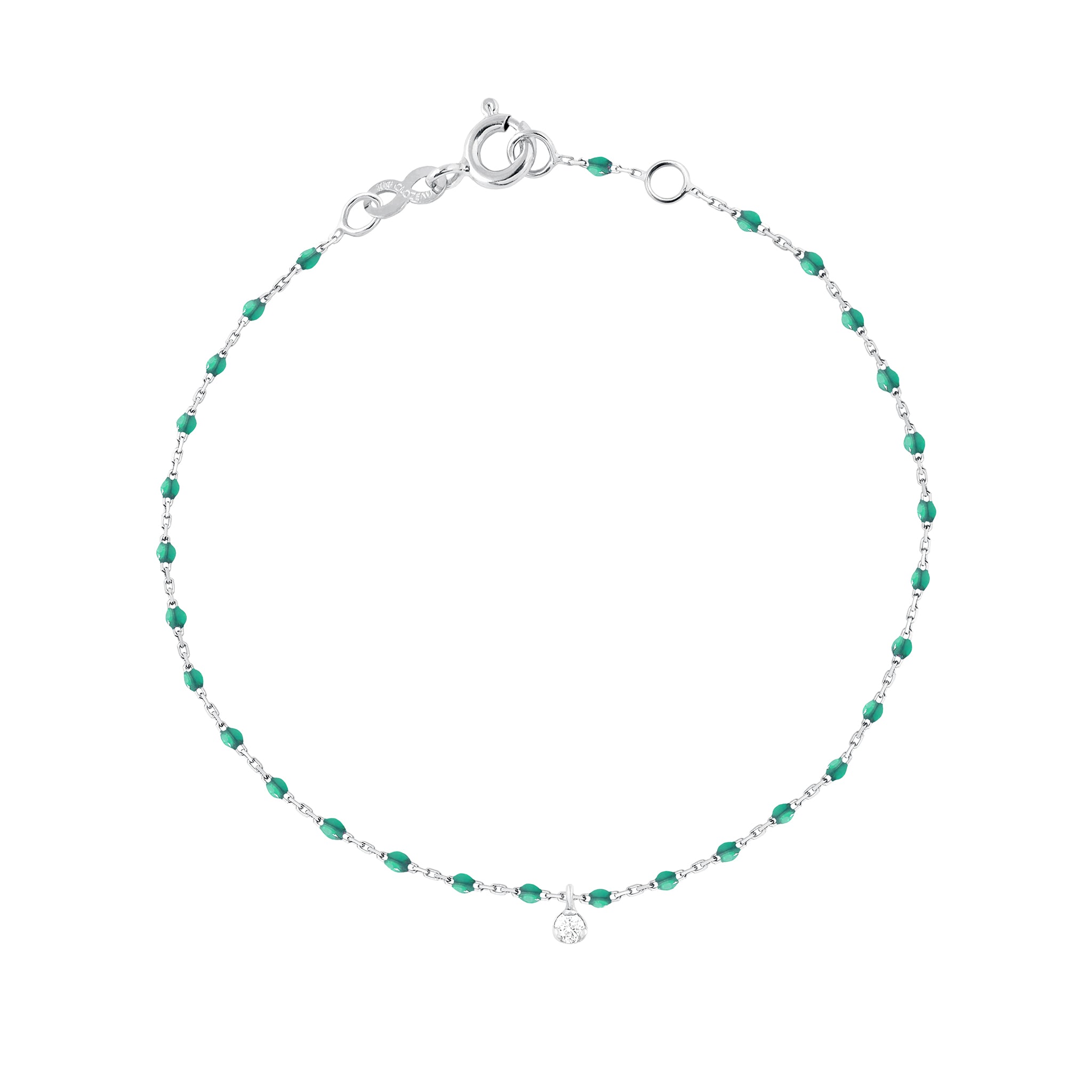 Gigi Clozeau - Mini Gigi Emerald bracelet, White Gold 1 Diamond, 6.7"