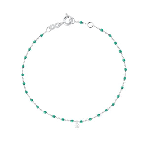 Gigi Clozeau - Mini Gigi Emerald bracelet, White Gold 1 Diamond, 6.7"