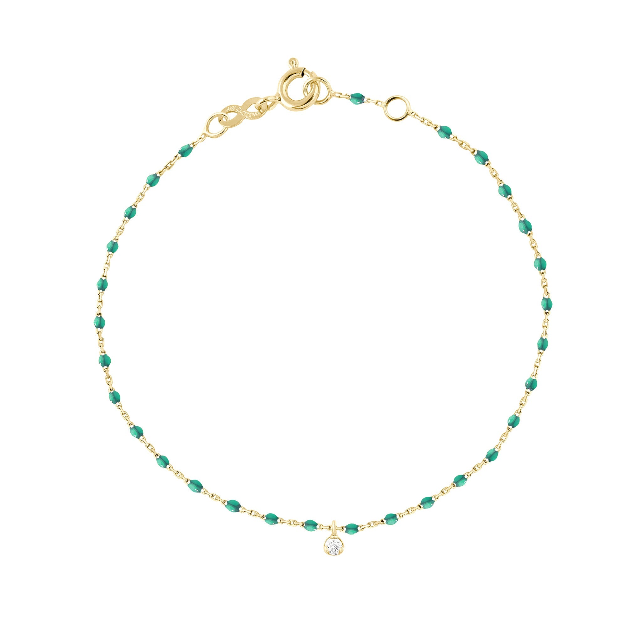 Gigi Clozeau - Mini Gigi Emerald bracelet, Yellow Gold 1 Diamond, 6.7"