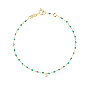 Gigi Clozeau - Mini Gigi Emerald bracelet, Yellow Gold 1 Diamond, 6.7"