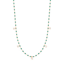 Gigi Clozeau - Mini Gigi Emerald necklace, Rose Gold 5 diamond, 21.7"