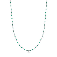 Gigi Clozeau - Mini Gigi Emerald necklace, White Gold 1 Diamond, 15.7"