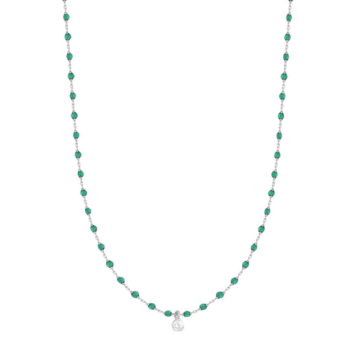 Gigi Clozeau - Mini Gigi Emerald necklace, White Gold 1 Diamond, 15.7