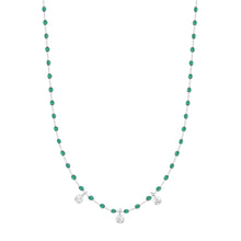 Gigi Clozeau - Mini Gigi Emerald necklace, White Gold 3 diamond, 16.5"