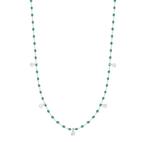 Gigi Clozeau - Mini Gigi Emerald necklace, White Gold 5 diamond, 21.7"
