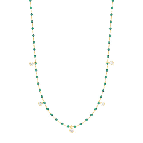 Gigi Clozeau - Mini Gigi Emerald necklace, Yellow Gold 5 diamond, 21.7